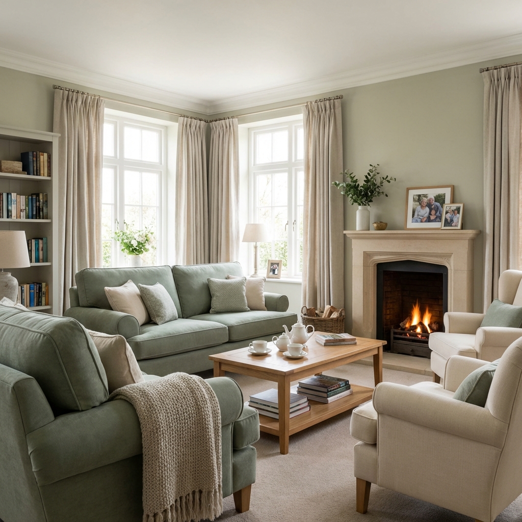 Comfortable living room with fireplace